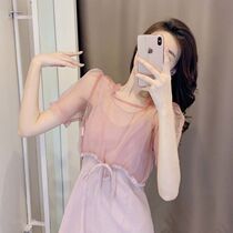 French retro first love sweet dress super fairy mori 2021 spring new temperament waist slim temperament