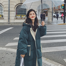Cotton uniforms 2021 Winter new Korean version loose with knee thickened Even cap bread cotton clot jacket female tide