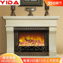 1 5 m European style fireplace solid wood imitation stone decoration cabinet American TV cabinet Electric fireplace frame simulation furnace core