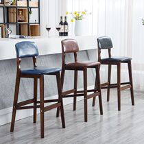 Solid wood bar chair Nordic retro bar stool cafe casual creative bar stool American home bar stool