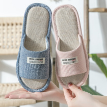 Slipper women Summer Spring Autumn linen indoor cotton and linen home household Four Seasons couple fabric slippers men breathable sweat absorption