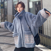 Lamb coat Womens Small Man plus velvet 2019 Winter new Korean Loose Fur one short cotton coat tide