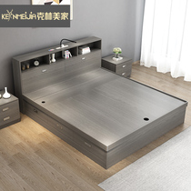 Modern minimalist plate bed 1 8 meters Nordic air pressure high box bed small apartment double storage bed 1 5 storage bed