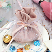 Korean gift candy box Net red knot wedding wedding celebration high-end velvet cloth happy character hanging Card star gauze skirt candy bag companion hand