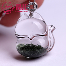 Collection grade natural green ghost Little Fox pendant female fortune recruit peach blossom Brazilian crystal necklace cornucopia pendant