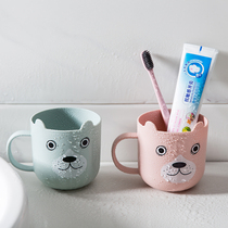 Cute Cartoon Toothbrushing Cup Home Plastic Gargle Cup With Handle Couple Tooth Cylinder Cup Wash Cup Minimalist Toothbrush Cup