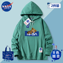 NASA co-branded tide brand 2022 autumn new sweater hooded printing boys and girls big childrens clothing loose autumn clothing