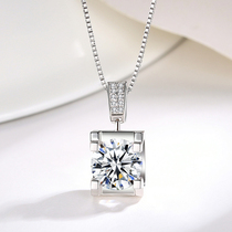 D Color Mosanstone Necklace Pure Silver Light Extravagant Classic Bull head Four-claw group inlaid lock bone chain pendant female sending gift