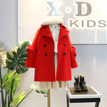 Do not return do not change the 2018 winter clothes Korean version of the new girl Three-dimensional fungus wrinkle double-breasted double-breasted cashmere