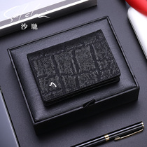 Chachchi Genuine Leather Name Sheet Clip Large Capacity Card Bag Men Ultrathin Carry-on Business Brief Retro Portable Document Bag