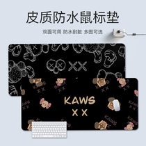 Kaws Sesame Street oversized mouse pad thickened leather office wrist guard large e-sports desktop keyboard pad for boys and girls writing laptop pad student desk mat PU leather custom