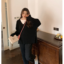 ALIN Customised Big Code Woman Dress Fat Mm Foreign Air Weight Reduction Weight Blouse 200 Catty 100 Hitch Two-Two V Collar Knit Cardiovert