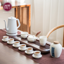 Shangfang white porcelain kung fu tea set home simple Japanese side pot office teapot tea cup complete set
