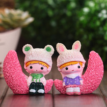 Girl heart Rose Moon cartoon mini doll Little Couple doll car ornaments to give girlfriend gift