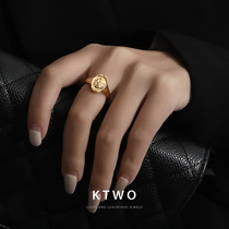 South Koreas new fashion temperament bag kgold Queen Head ring female ins tide Net Red cold wind niche ring