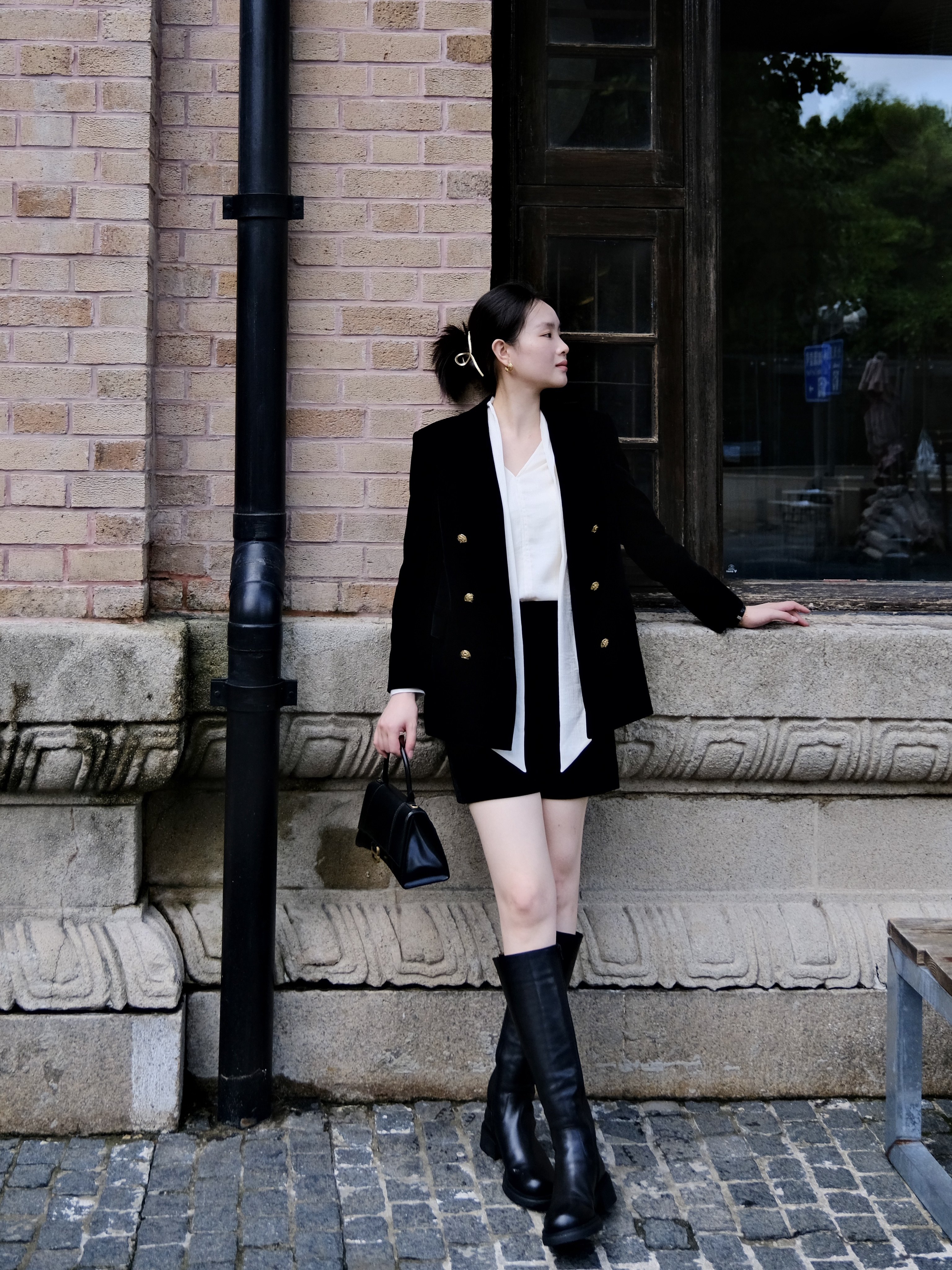 kisscat接吻猫[城市旅人]骑士靴，万茜方枪枪美洋同款真皮皮带扣复古英伦风