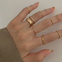 Simple style element ring 7-piece set set combination fashion personality ins tide cold wind food finger ring tail ring girl