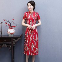 Improved low cheongsam female 2020 new mother dress dignified atmosphere retro ethnic style robe dress mother