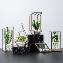 Wine cabinet decoration parts modern light luxury creative geometry glass cover office household household potted plant