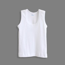 Side seamless 100% cotton thin material wearing four seasons bottoming childrens vest boy cotton pure white middle and big children
