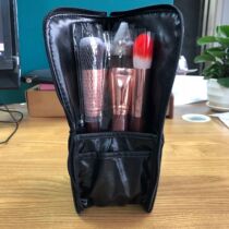 3 bags Liyuan home universal cosmetic brush bag black standing cosmetic brush tube zipper pu bag