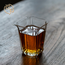 Drinking square glass fair cup Japanese tea dispenser household transparent thickened tea sea tea cup Kung Fu tea set high-end