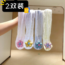 Baby stockings cotton summer super thin newborn cute flowers baby mesh knee mosquito socks