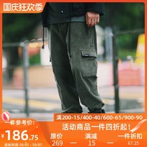 PSO Brand autumn and winter retro harbor wind corduroy overalls mens loose Tide Brand casual Joker pants