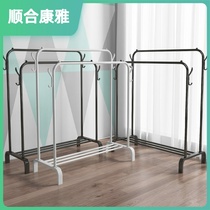 Clothes Hanger Floor Home Bedroom Folding Clothes Hanger Student Dorm Room Sunning Hanger Balcony set with simple storage