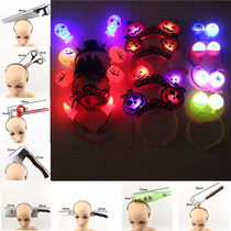 Halloween jewelry headgear headband luminous band light pumpkin hair card dress props evil horn lamp headband