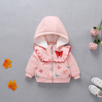 Baby Jacket Spring Autumn Female Baby Spring Dress Blouse Blouse Small Girl Autumn Winter Kickoff Spring Season Early Spring Plus Suede