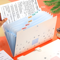 Del organ bag students use multi-layer folder portable paper sorting Korean version of storage box file bag female test paper clip multi-function large-capacity transparent high school students insert data page artifact