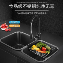 Black nano sink single trough small basin 304 stainless steel kitchen wash basin mini pool