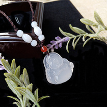 Jade Buddha pendant female Maitreya Buddha necklace agate chalcedony pendant ice species White Jade Buddha big smile Buddha children jade pendant