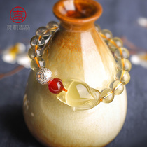 Lingers Living Pavilion McLing-Ling foxes Bracelet Mascot Peach Blossom Natural Basil Yellow Crystal Bracelet male and female