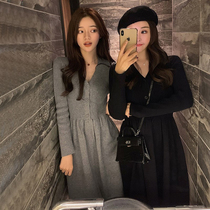 Early autumn popular new net red light cooked wind knitted dress early autumn small man medium long base sweater long skirt