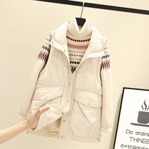 Down cotton vest women 2021 New Korean version of loose short style outside wearing foreign horse clip vest jacket