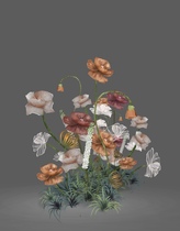 Orange and white flower art Korean wedding outdoor minimalist wind field cloth wedding hand-painted flower floral material psd layered