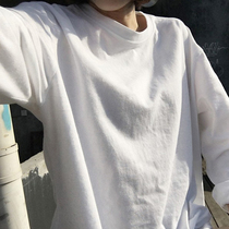 Solid color cotton long sleeve T-shirt womens spring new Korean loose Joker Harajuku student White Shirt shirt
