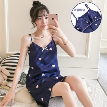 Ice Silk Princess Wind Sleeping Dress Woman Summer Real Silk Thin with chest cushion Han version Harness Sexy Summer Pyjamas home clothes