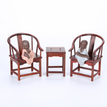 Mahogany antique miniature home wood carving desktop small ornaments gift collection red acid branch Taishi chair crafts retro