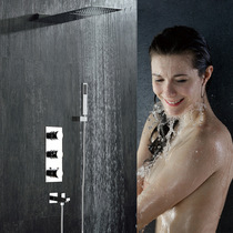 Full copper concealed flying rain head shower head shower suit hot water faucet large shower thermostatic intelligent waterfall suit