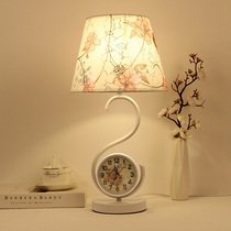 Bedroom bedside table lamp with clock Nordic simple modern dimmable warm fashion Bedside lamp Creative romantic