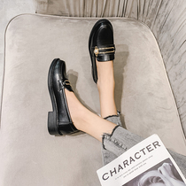 Tide cards 100 lap black small leather shoes women 2020 new autumn and winter Inn wind with single shoes One foot pedal Lefoes shoes