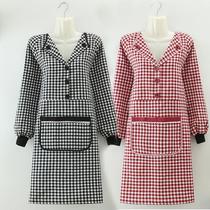 New lapel apron women fashion Kitchen home cooking work clothes cute Japanese cotton Korean overalls