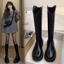 Martin boots womens 2022 new autumn and winter long boots thick-soled high-tube knight boots plus velvet but not knee small boots