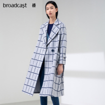 Broadcast 2021 winter new products in the long coat a buckle fashion check wool coat female DDM1AD252