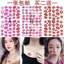 Red lip waterproof tattoo stickers for women long-lasting sexy lipstick printing stickers Lips active face stickers tattoo stickers custom made