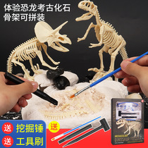Dinosaur fossil Tyrannosaurus Rex skeleton model children handmade diy Gem boy archaeological excavation toy