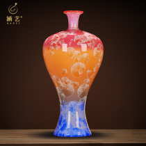 Jingdezhen ceramic ware water pearl glaze vase New Chinese living room TV cabinet Xuanguan bedroom flower arrangement Bogu frame swing piece